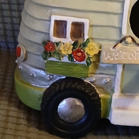 Ashland Mint Green and Silver Camper Birdhouse W/ 2 Blue Birds (011526M) - Picture 2 of 8